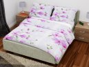 Krepová ložní souprava s motivy růžovým kvítků s uzavíráním na knoflík