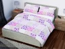 Krepová ložní souprava s motivy růžových patchwork květů s uzavíráním na knoflík