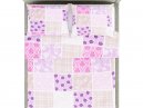 Krepová ložní souprava s motivy růžových patchwork květů s uzavíráním na knoflík