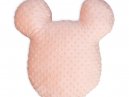 Polyesterový polštářek z dílny tegatex, ve tvaru hlavy myšáka Mickey Mouse z minky látky růžové barvy pro nejpohodlnější ležení.