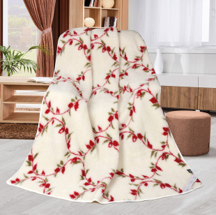 Vlněná deka  (Evropské merino) - Popínavé kvítky 450 g/m2