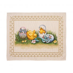 Velikonoční gobelínové prostírání obdélník - Housátka s kraslicemi 38*48 cm