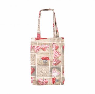 Látková taška s patchwork srdíčky