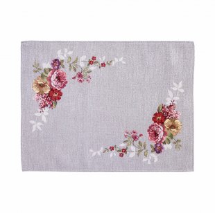 Gobelínové prostírání chenille - květy na šedém podkladu 38*48 cm
