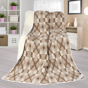 Vlněná deka DUO (Evropské merino) - Křížky  900 g/m2!