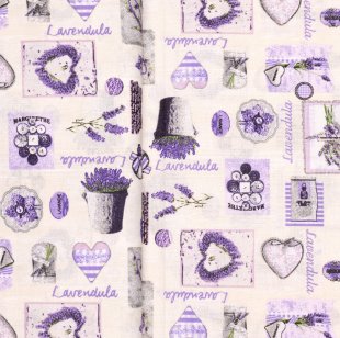 Bavlněná látka metráž – levandule patchwork