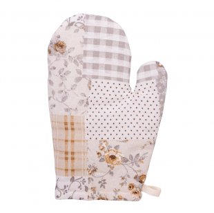 Kuchyňská chňapka - Šedý patchwork s květy